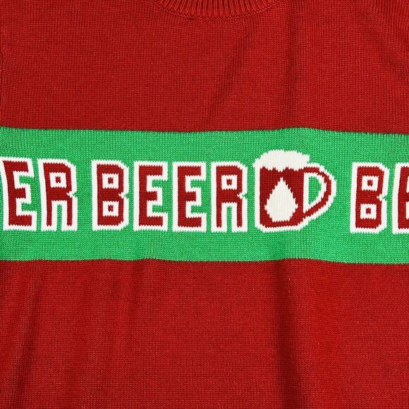 Volcom Sweater Mens L Red Crew Neck Ugly Christmas Top Beer Preppy Office Party - Picture 11 of 15